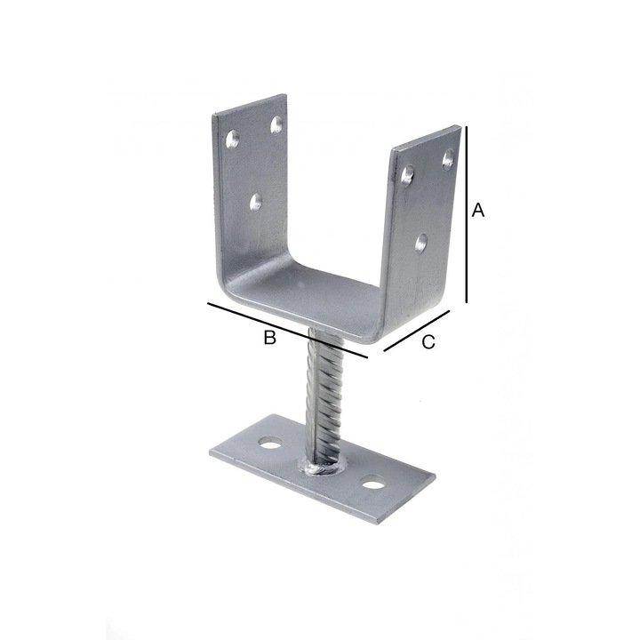 Papuc reazem din tabla de otel zincat, talpa fixa, 100x100x60x5mm