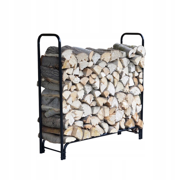 Suport lemne foc, Grindi, Silvam I, 120x35x120 cm, otel negru, asigura conditii ideale prin dilatie de la sol, montaj rapid, solutie universala pentru interior si exterior