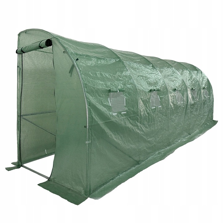 Sera de gradina perete, tunel de folie, 6x1, 5m, 9m2, Protectie UV 4, 140g/m2, verde, tevi groase de 25 mm