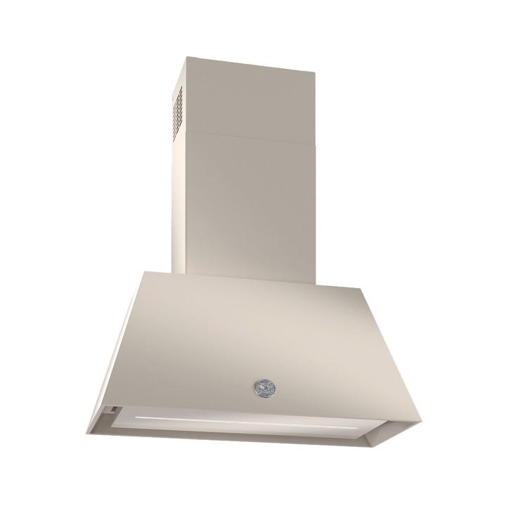 Hota de perete 70 cm Bertazzoni, colectie Heritage, 700 m³/h, 3 trepte de putere + Functie Booster, panou control electronic, 3 filtre aluminiu, iluminare LED, design modern, silentios, crem/inox