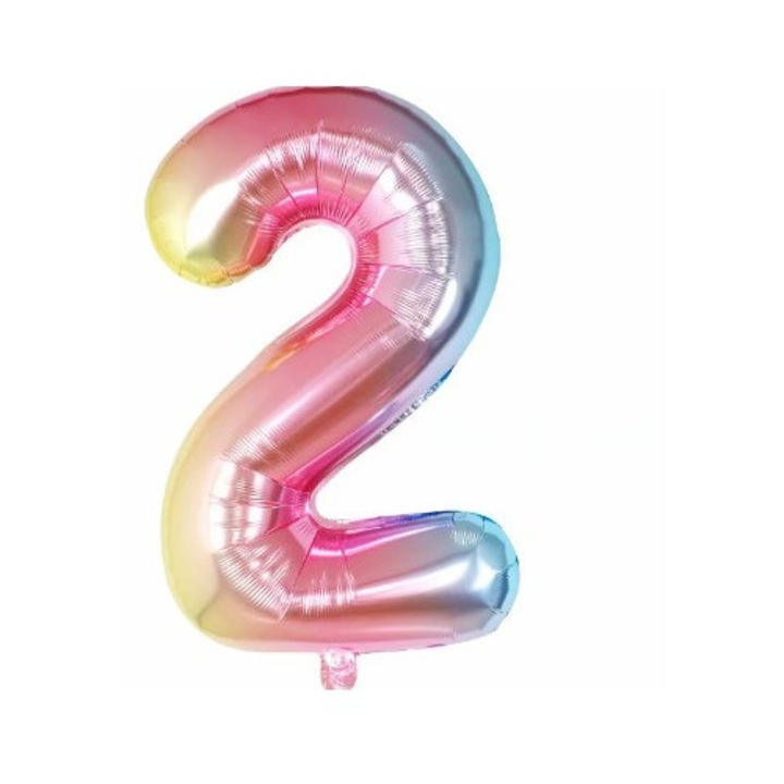 Leski fémfólia lufi, figura 2-es szám, 40 cm, többszínű, levegővel vagy héliummal felfújható