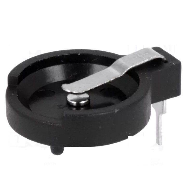 Soclu pentru baterie BR1216 / BR1220 / BR1225 / CL1220 / CR1216, montare THT, orizontala