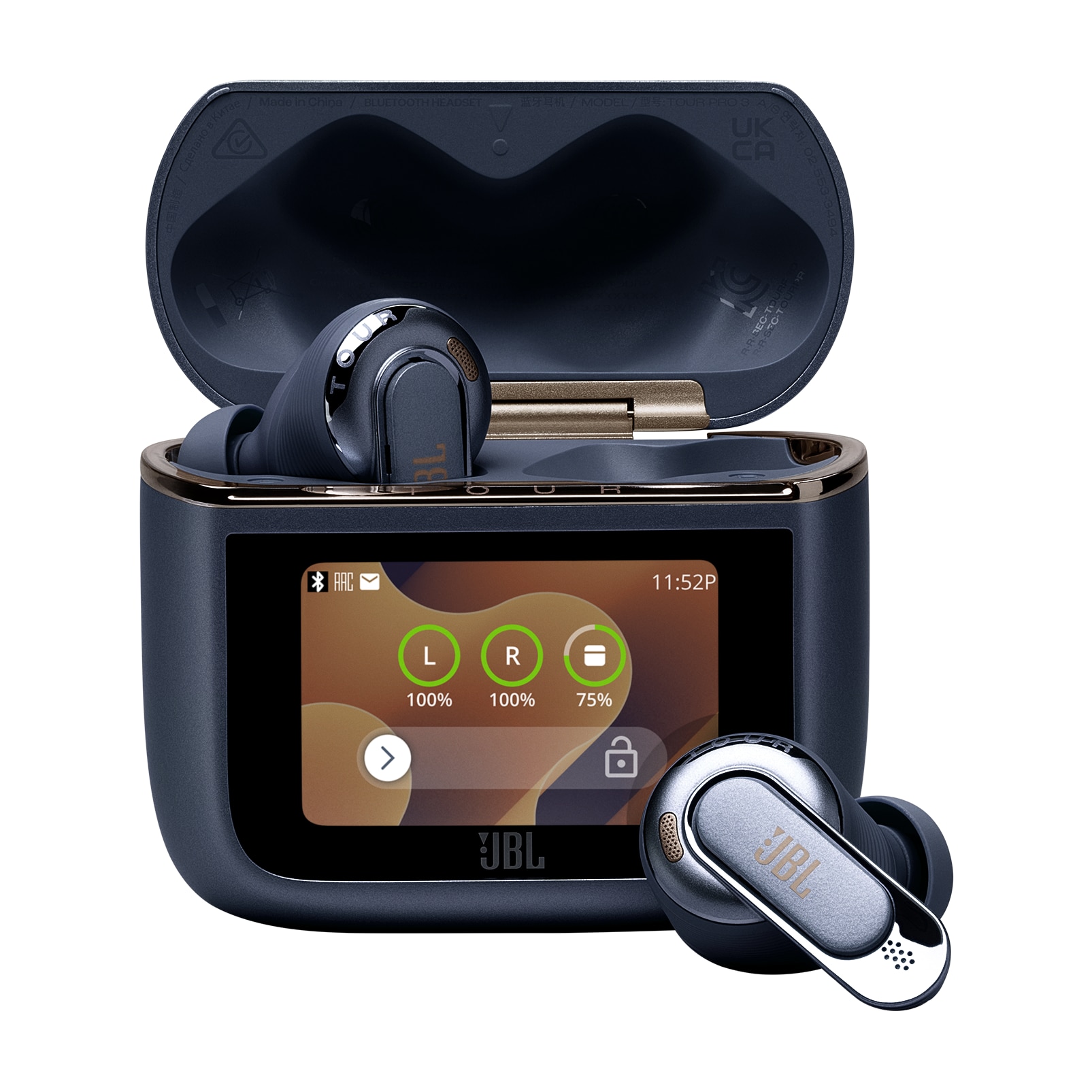 Casti In-Ear JBL Tour Pro 3, True Wireless, Bluetooth, True ANC, Smart Case, Spatial Sound, Autonomie 44 ore, Albastru
