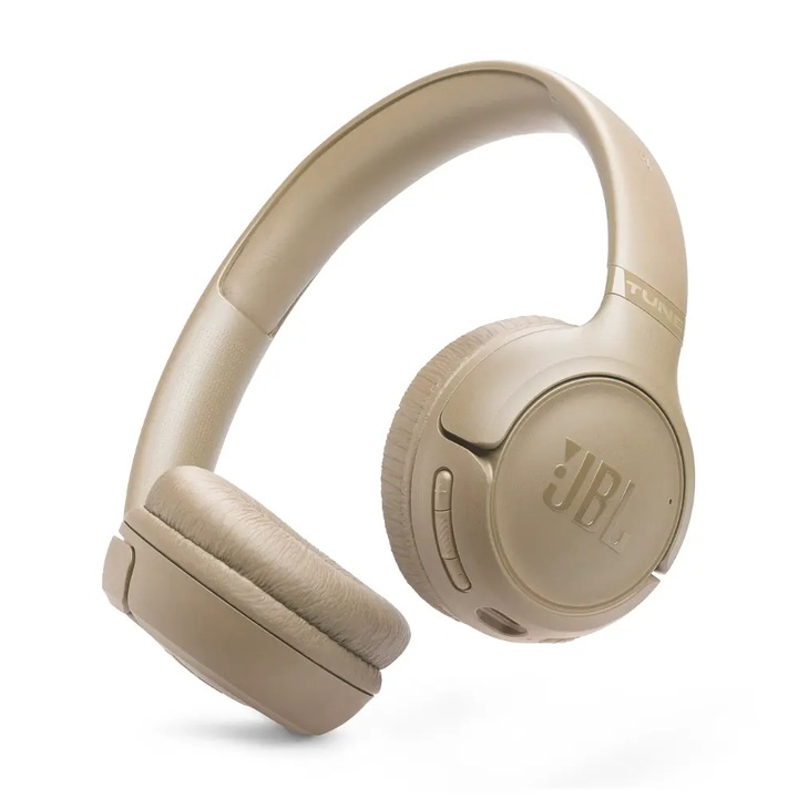 Casti On-Ear JBL T530BT, Wireless, Bluetooth 6.0, 2 microfoane, Multipoint, Autonomie pana la 76 ore, Bej