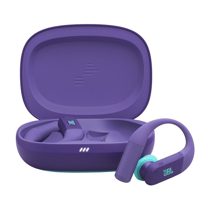Casti sport in-ear JBL Endurance Peak 4, True Wireless, Noise Cancelling, IP68, 6 Microfoane, Redare pana la 48 h, Violet
