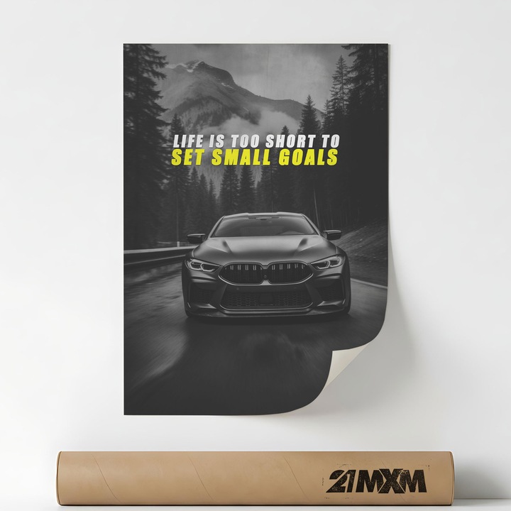 Poster 'Life Is Too Short To Set Small Goals' Pe Panza Mata – Design Minimalist, A4 (21 x 29.7 cm), Fara Rama