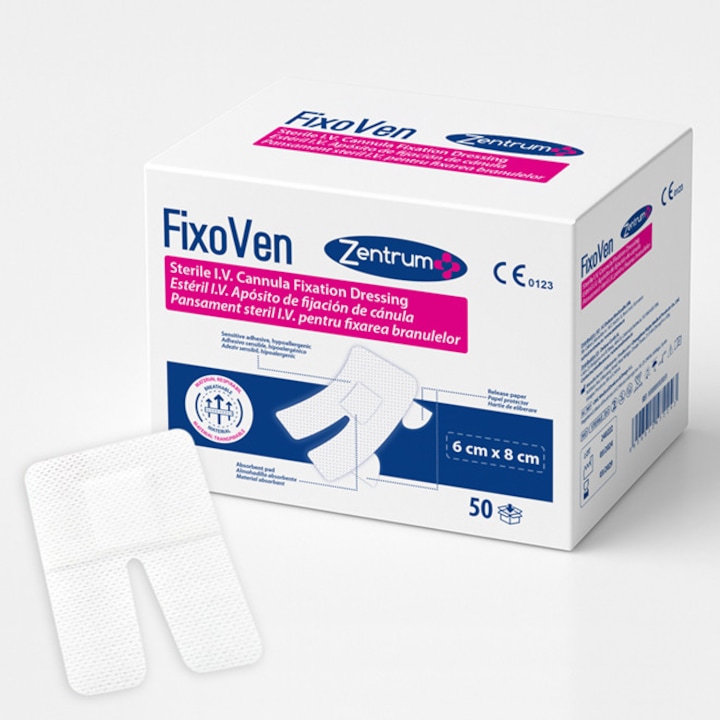 Plasturi fixare branula 6x8 cm, cutie 50 buc