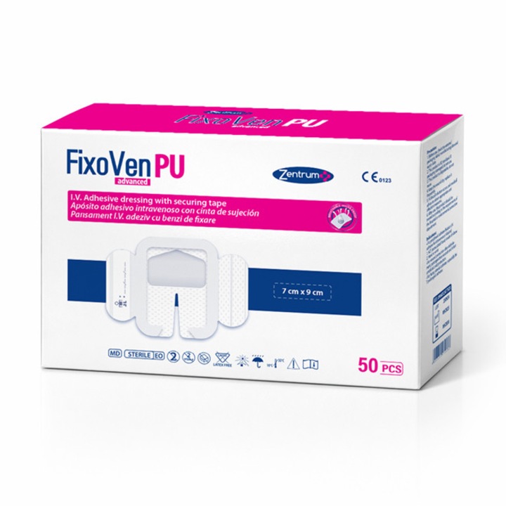 Plasturi cu fereastra transparenta pentru fixare branule – 7 cm x 9 cm, cutie 50 buc