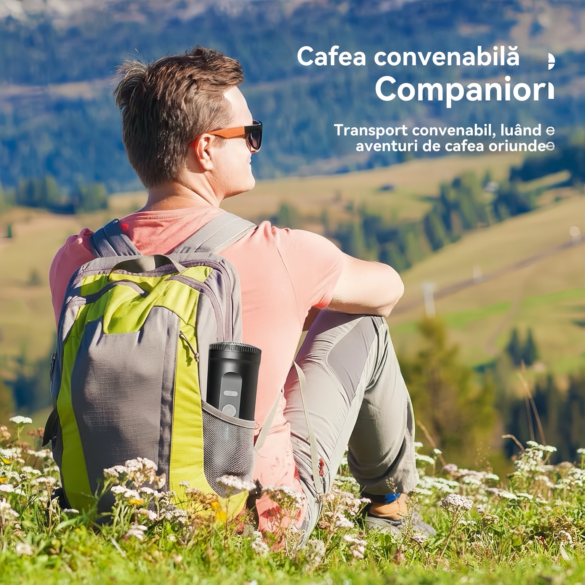 Espressor portabil electric 3 in 1, 20 bar, compatibil Nespresso & cafea macinata, USB / auto / priza, cu suport pliabil si geanta, pentru calatorii, camping, birou, negru