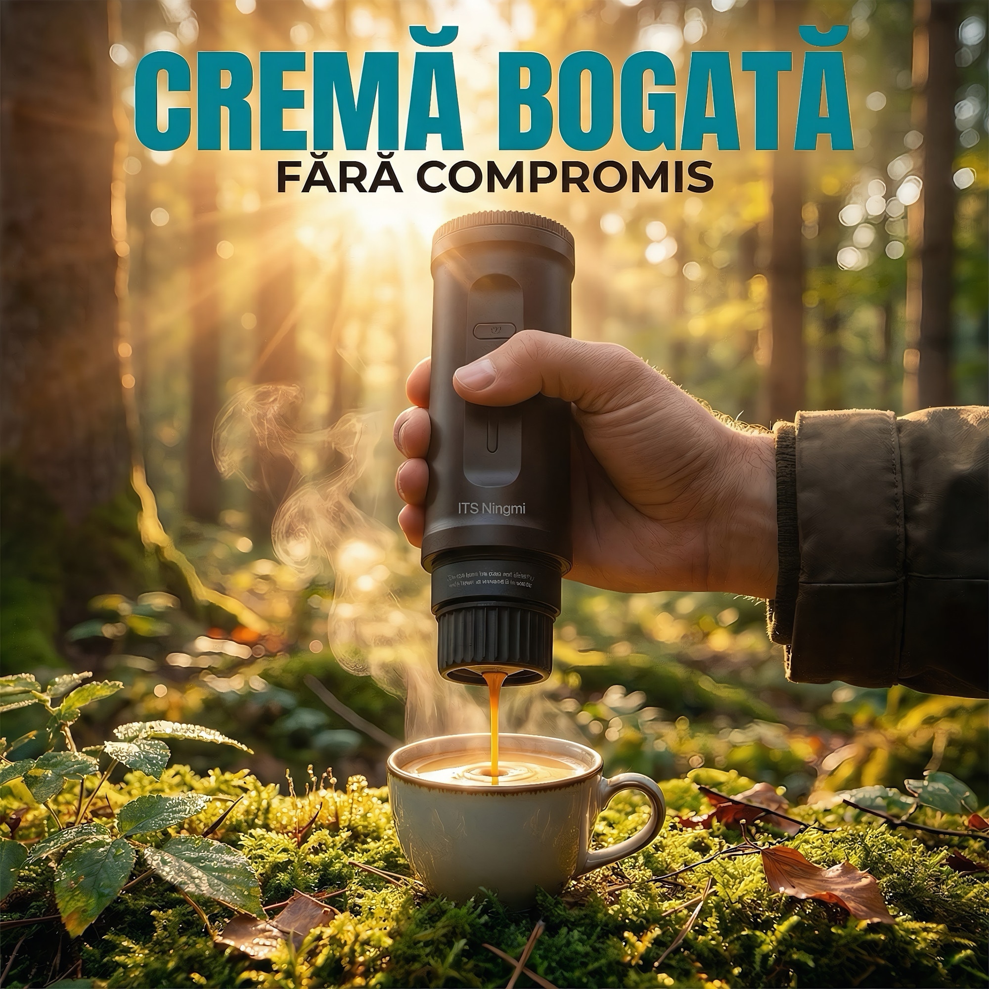 Espressor portabil electric 3 in 1, 20 bar, compatibil Nespresso & cafea macinata, USB / auto / priza, cu suport pliabil si geanta, pentru calatorii, camping, birou, negru