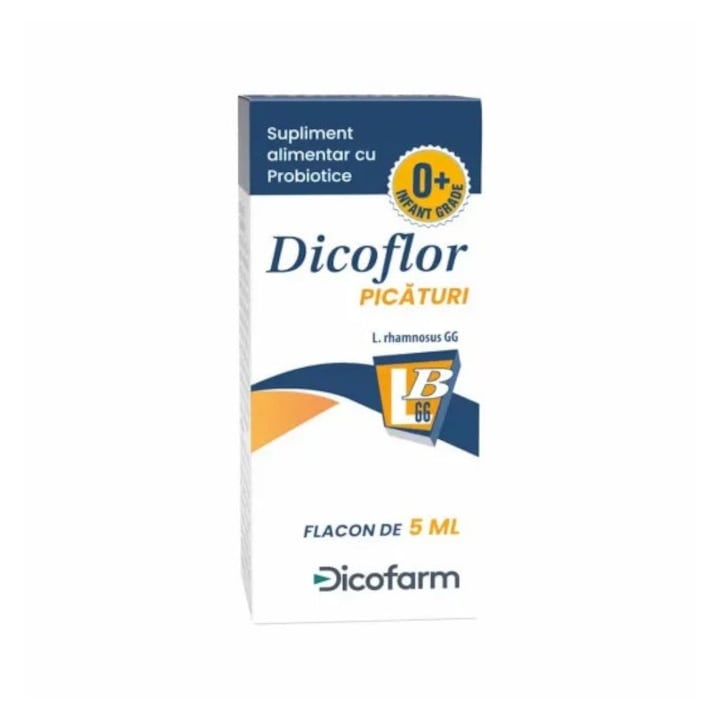 Supliment alimentar cu probiotice Dicoflor picaturi pentru copii 0+, Dicofarm, 5 ml