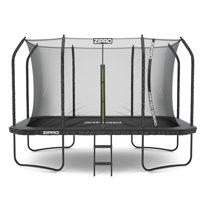 Батут ZIPRO JumpPro Quadro 366 см (12 FT), максимално тегло на потребителя 150 кг, включена стълба, 64 пружини, общ диаметър 366 см, лесен монтаж
