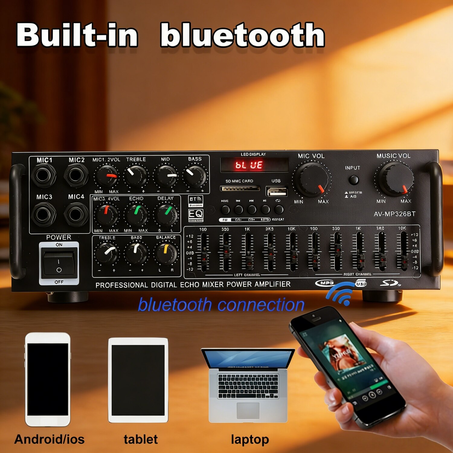 MOSMAOO AV MP326BT 2000W Bluetooth 5 0 FM 