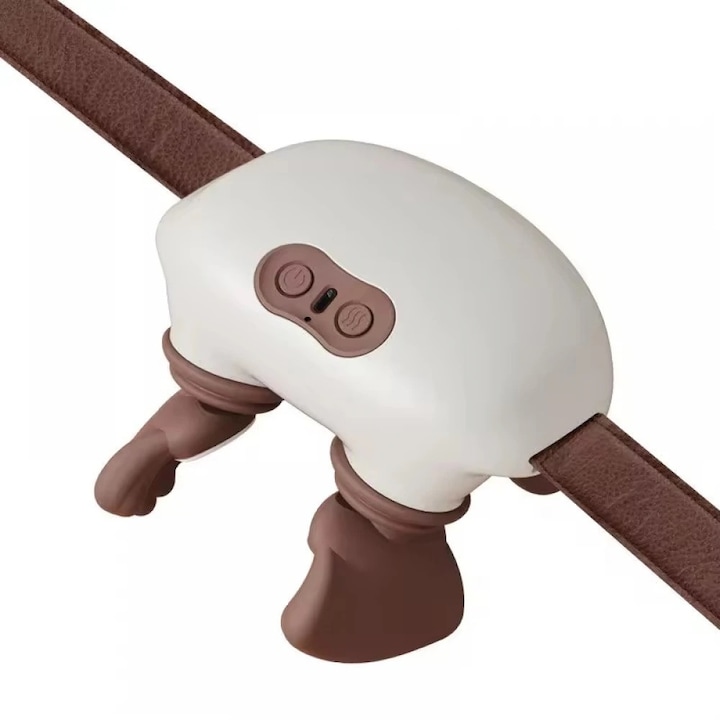 Aparat Masaj Gat si Umeri, ORTOSAN®, Masaj Shiatsu cu Framantare Profunda, Wireless, 3 Niveluri de Intensitate, Functie Hot Compress 42–45°C, Design Ergonomic Portabil, Incarcare USB-C, Relaxare Musculara, Maro/Bej