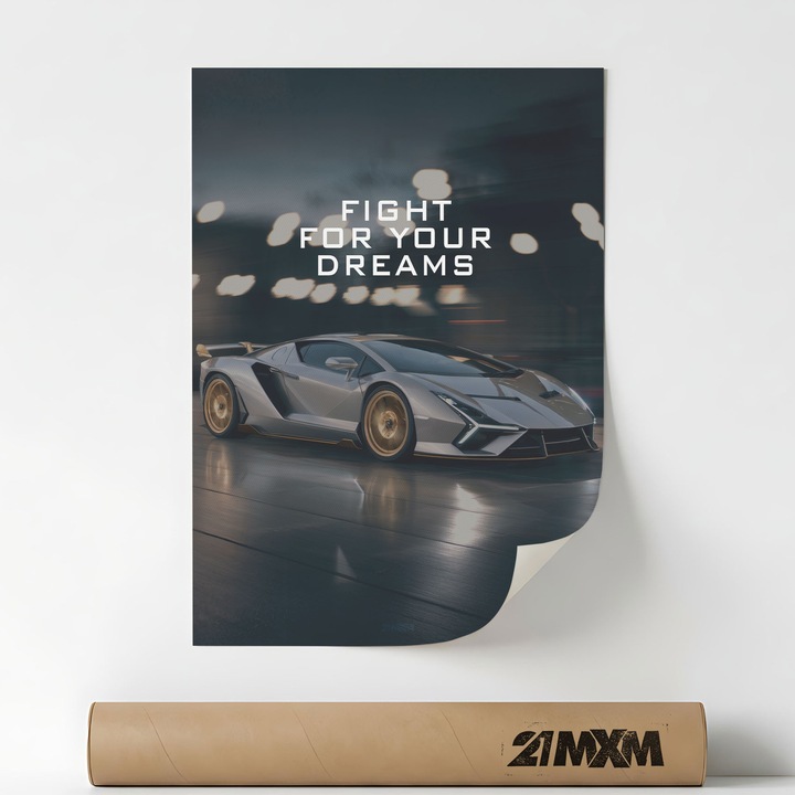 Poster 'Fight For Your Dreams' Pe Panza Mata – Design Minimalist, A4 (21 x 29.7 cm), Fara Rama