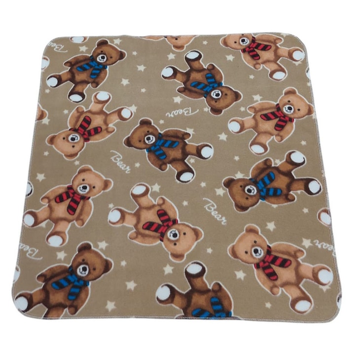 Patura polar pentru copii, 90x90 cm, Model Ursuleti 260102.M
