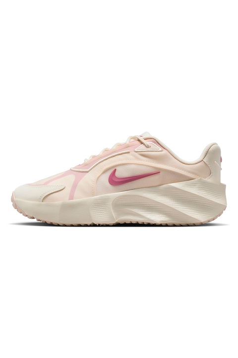 Nike, Pantofi sport Aura Edge din material textil cu insertii din piele ecologica, Roz/Crem