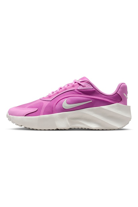 Nike, Pantofi sport Aura Edge din material textil cu insertii din piele ecologica, Roz orhidee