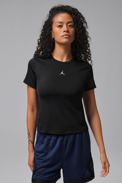 Nike, Tricou cu detaliu logo pentru fitness, Negru
