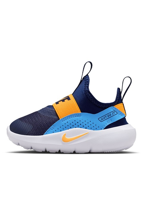 Nike, Pantofi slip-on Flex Runner 4 cu detaliu logo pentru alergare, Portocaliu, Albastru inchis, 17 EU
