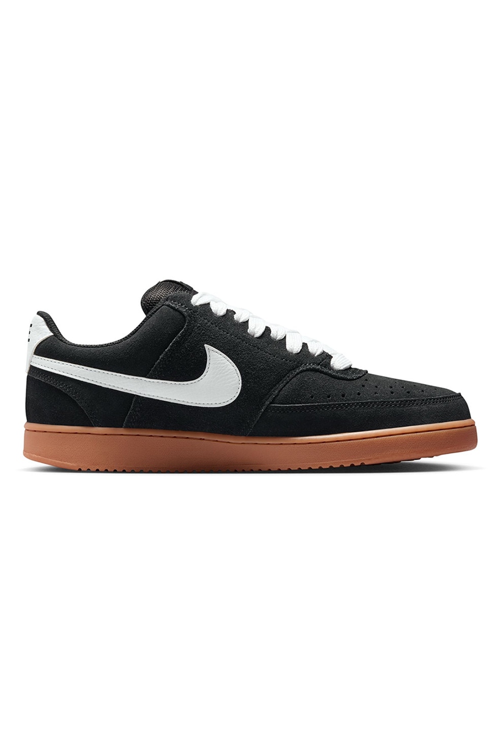 Nike, Pantofi sport Court Vision low-cut din piele intoarsa, Negru