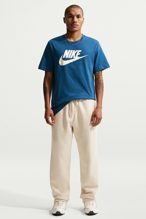 Nike, Tricou cu imprimeu logo Icon Futura, Alb murdar/Albastru
