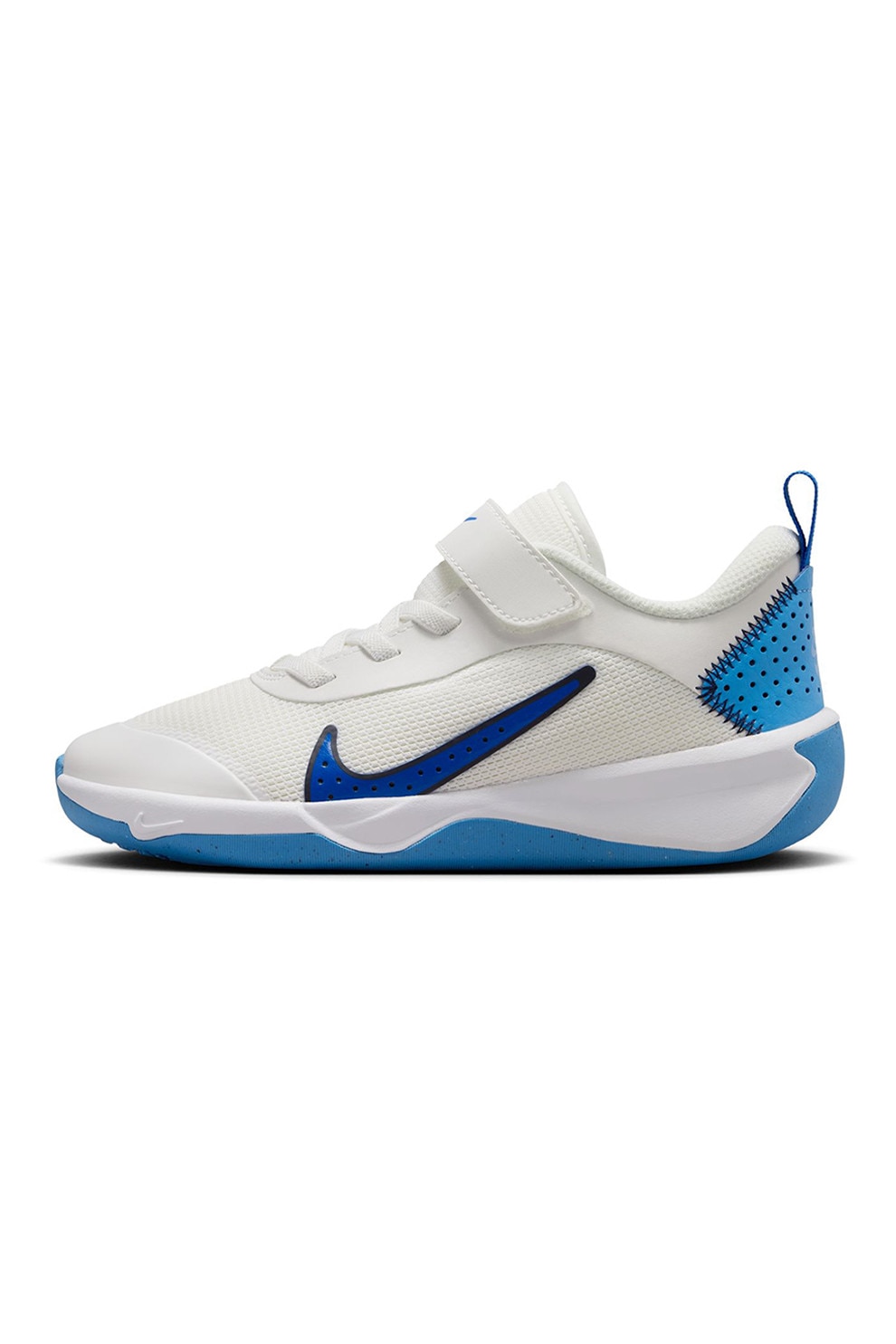 Nike, Pantofi Omni Multi-Court cu inchidere velcro pentru tenis, Alb, Albastru royal, 28 EU