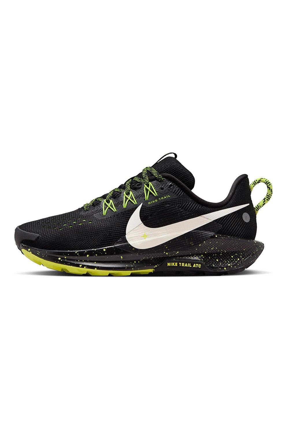 Nike, Pantofi ReactX Pegasus Trail 5 pentru alergare pe teren accidentat, Alb, Negru, Verde lime, 8