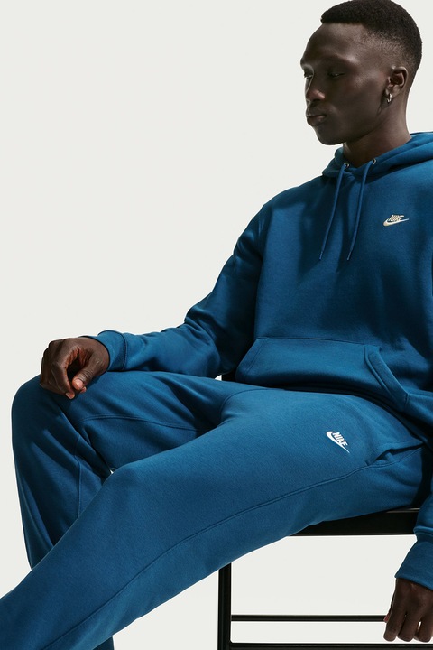 Nike, Pantaloni de trening din amestec de bumbac cu logo, Albastru