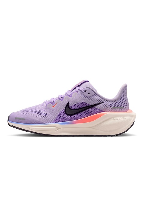 Nike, Pantofi Pegasus 41 din material textil cu aplicatie logo pentru alergare, Negru/Lila