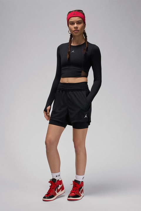 Nike, Pantaloni scurti cu talie elastica si tehnologie Dri-Fit, pentru baschet, Negru