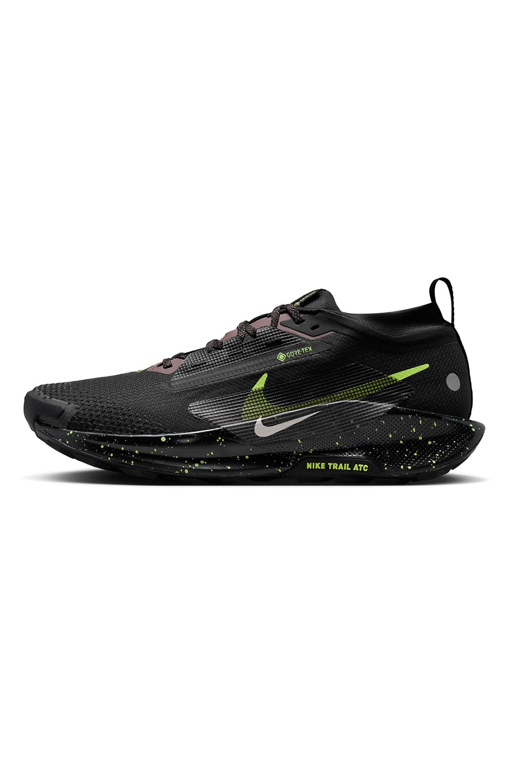 Nike, Pantofi Pegasus Trail 5 GTX impermeabili din material textil, pentru alergare, Negru, Verde lime, 8