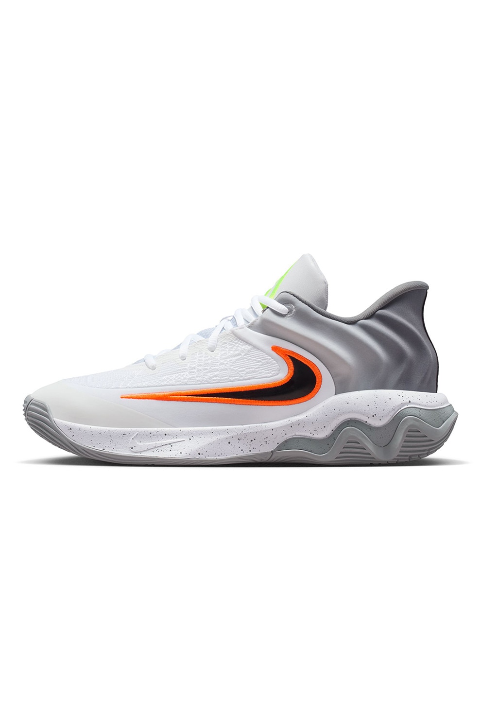 Nike, Pantofi Giannis Immortality 4 cu logo contrastant, pentru baschet, Alb, Gri, 8