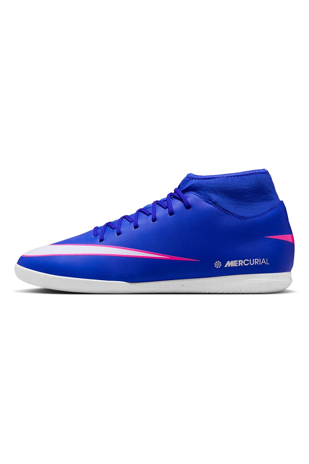 Nike, Pantofi mid-high Mercurial Superfly 10 Club cu constructie tip sosete, pentru fotbal, Roz, Albastru royal, 9