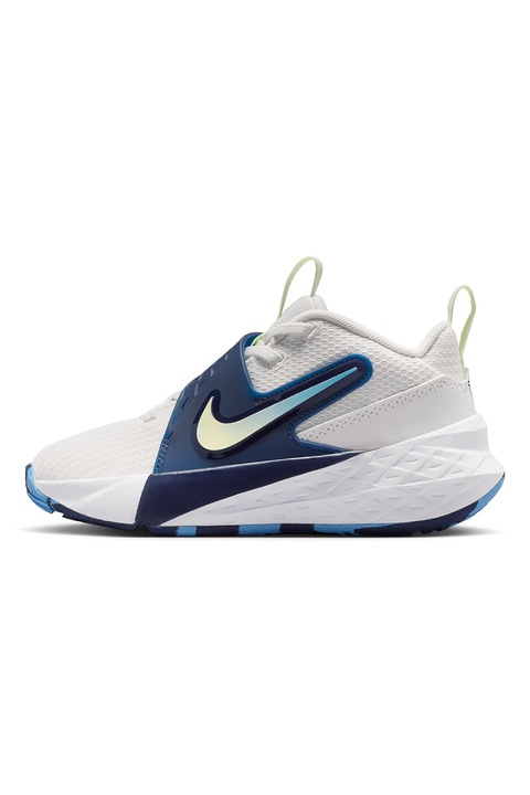 Nike, Pantofi wedge Team Hustle D 12, pentru baschet, Alb/Bleumarin