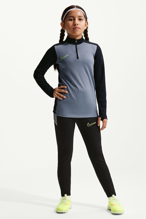 Nike, Pantaloni cu terminatii cu fermoar si tehnologi Dri-FIT, pentru fotbal, Negru/Gri cenusiu