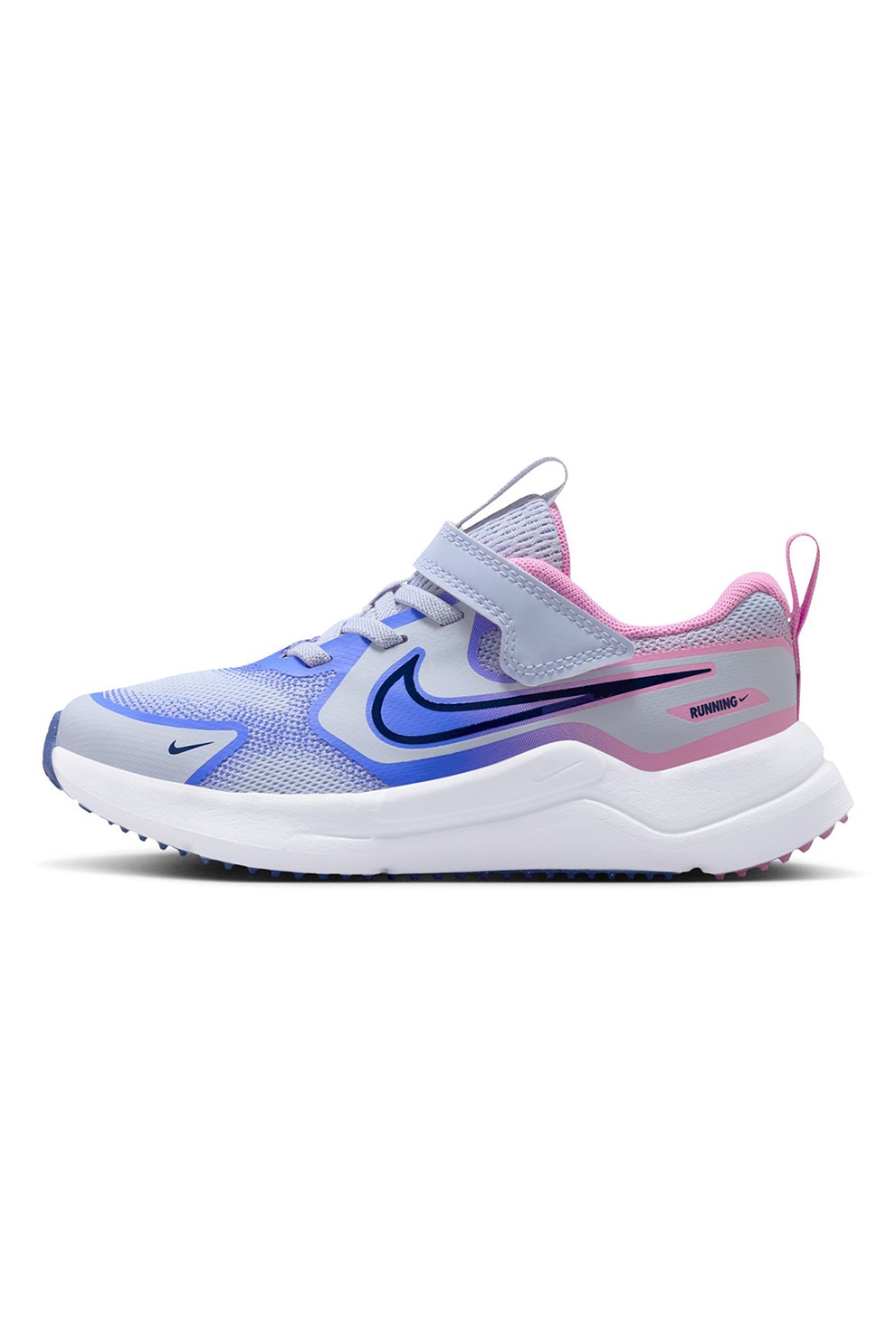 Nike, Pantofi Cosmic cu velcro, pentru alergare, Albastru prafuit, Roz, 29.5 EU