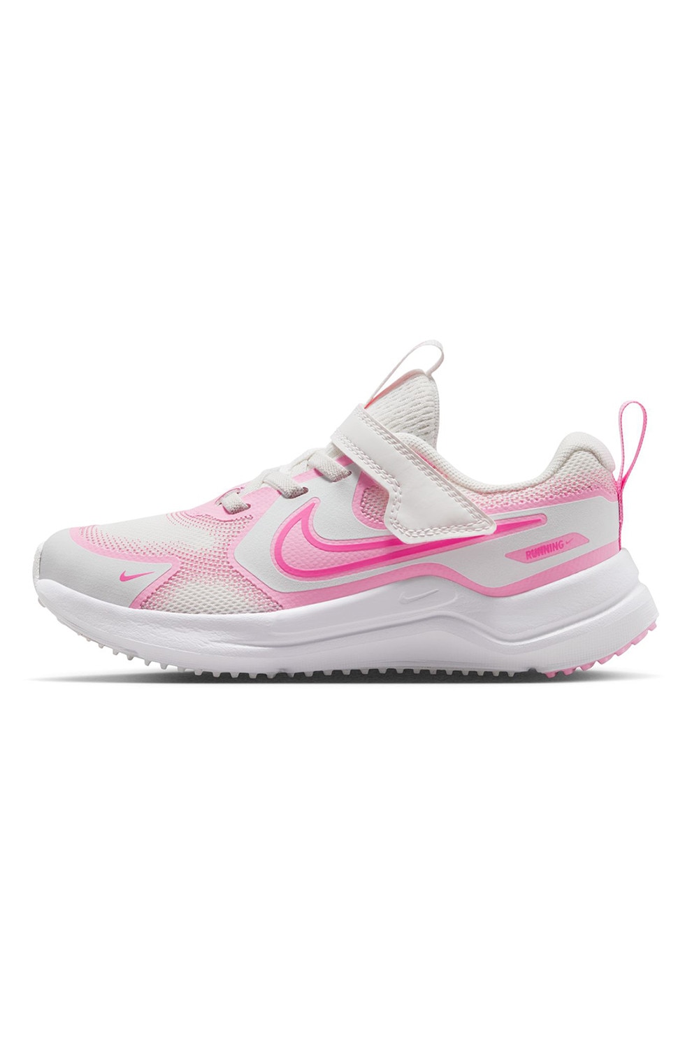 Nike, Pantofi Cosmic cu velcro, pentru alergare, Alb, Fucsia, 32 EU