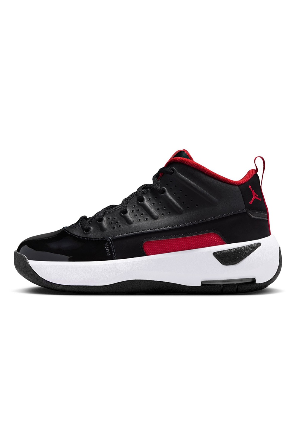 Nike, Pantofi sport mid-cut Jordan Max Aura 7 din piele cu garnituri din material sintetic, Rosu, Alb, Negru, 35.5 EU