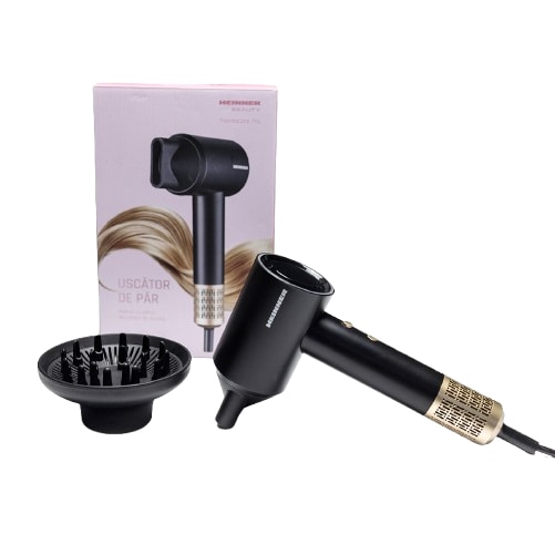 Uscator de par profesional Heinner HHD-R16BLDC-BK, Motor BLDC, 1600 W, Display digital, 2 trepte de putere, 3 trepte de temperatura, Ionizare, Functie aer rece, Concentrator magnet