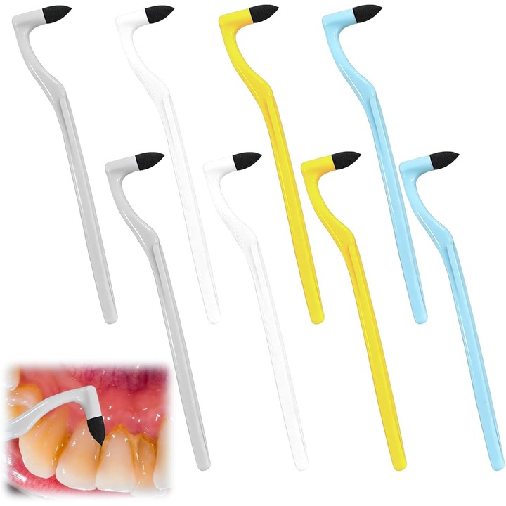 Periuta de dinti anti-tartar, set de 8 piese, curatare eficienta, portabila, multicolor