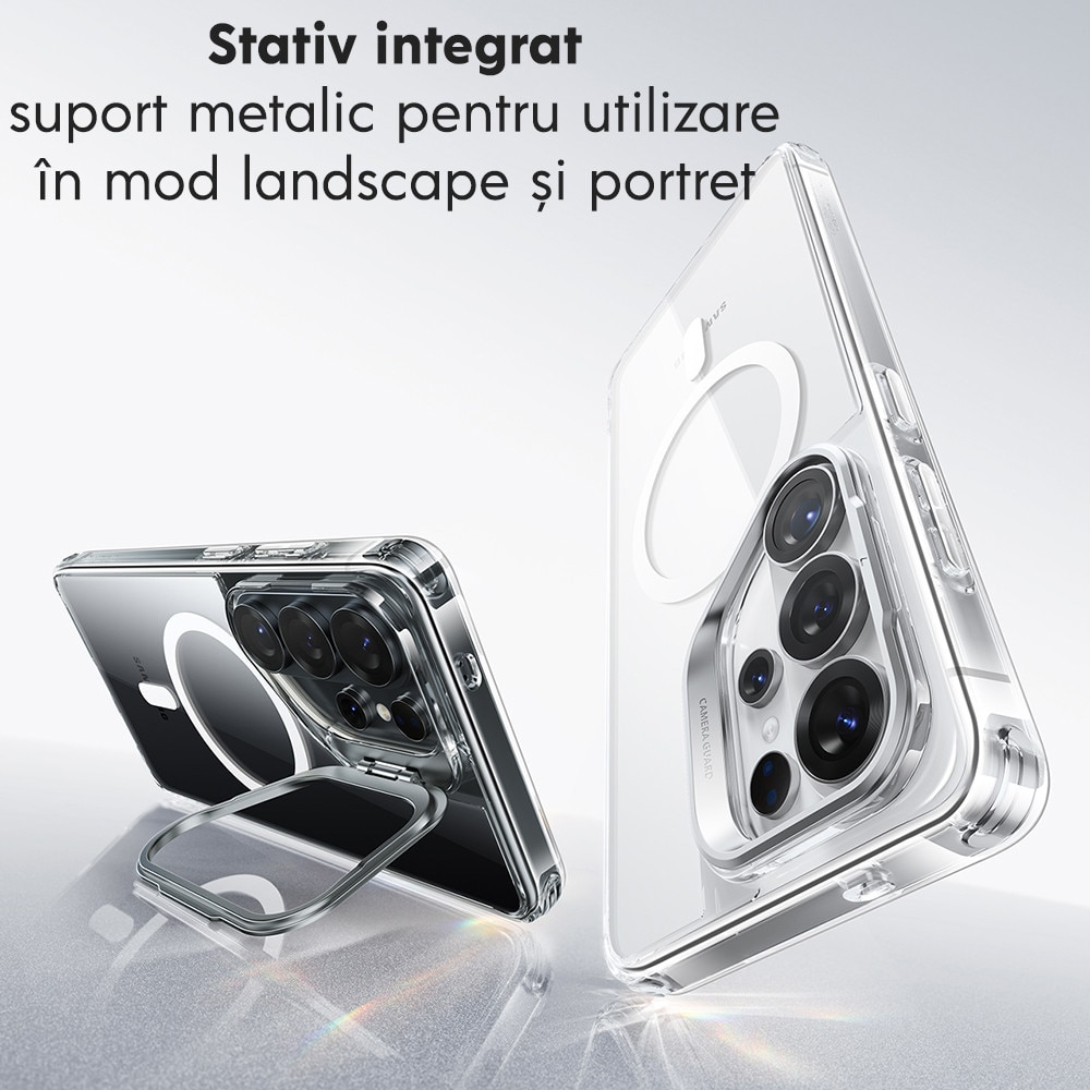 Husa pentru Samsung Galaxy S26 Ultra ESR Classic Hybrid HaloLock Kickstand, Antisoc, MagSafe, Incarcare wireless, Suport integrat, Transparent