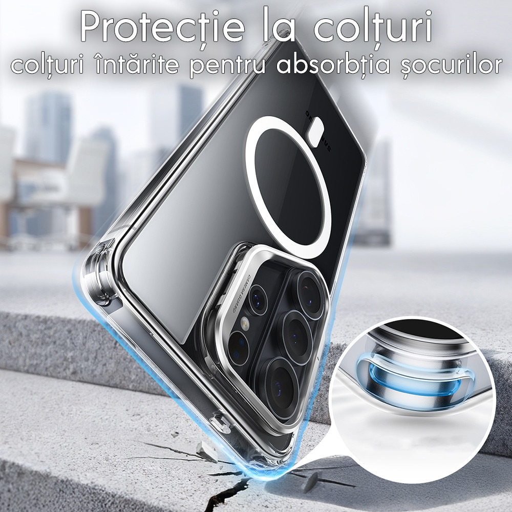 Husa pentru Samsung Galaxy S26 Ultra ESR Classic Hybrid HaloLock Kickstand, Antisoc, MagSafe, Incarcare wireless, Suport integrat, Transparent