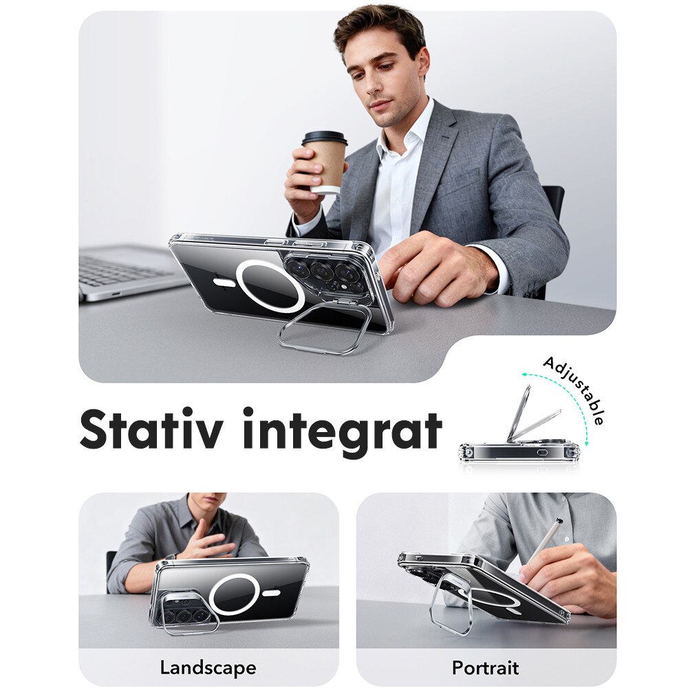 Husa pentru Samsung Galaxy S26 Ultra ESR Classic Hybrid HaloLock Kickstand, Antisoc, MagSafe, Incarcare wireless, Suport integrat, Transparent