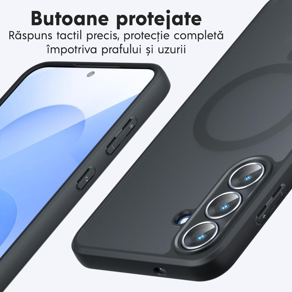 Husa pentru Samsung Galaxy S26 Daden® PureFrost MagSafe, Incarcare wireless, Protectie sporita, Anti-amprenta, Negru fumuriu