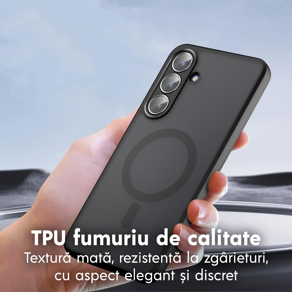 Husa pentru Samsung Galaxy S26 Daden® PureFrost MagSafe, Incarcare wireless, Protectie sporita, Anti-amprenta, Negru fumuriu