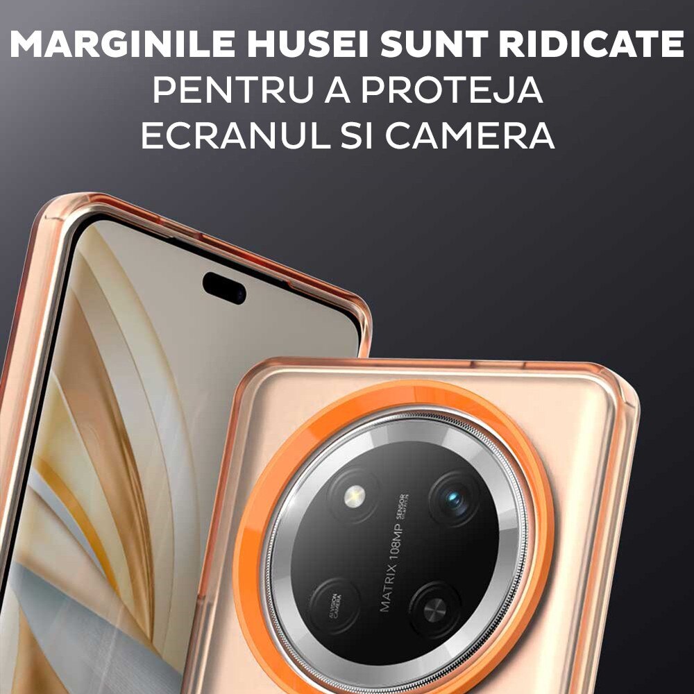 Husa pentru Honor Magic 7 Lite / X9c DaDen® CandyCase MagSafe, Antisoc, Incarcare wireless, Butoane protejate, Portocaliu