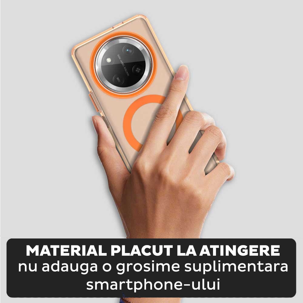 Husa pentru Honor Magic 7 Lite / X9c DaDen® CandyCase MagSafe, Antisoc, Incarcare wireless, Butoane protejate, Portocaliu