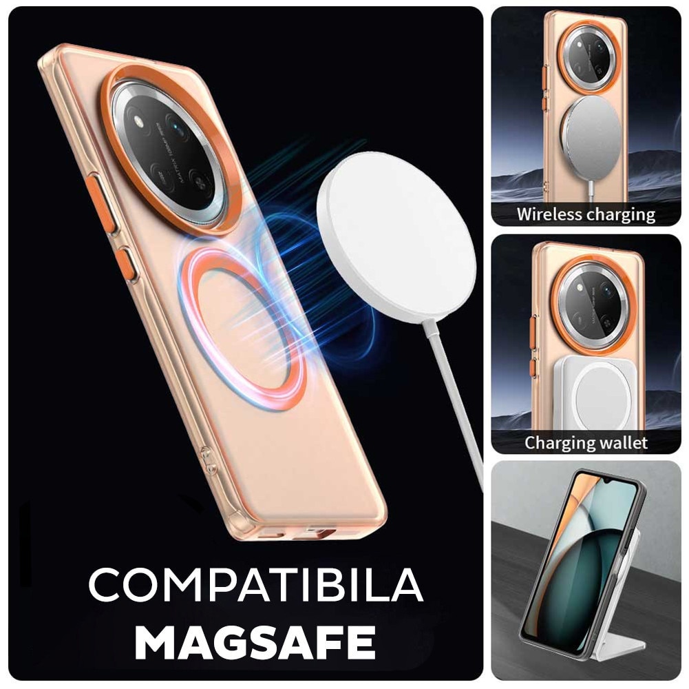 Husa pentru Honor Magic 7 Lite / X9c DaDen® CandyCase MagSafe, Antisoc, Incarcare wireless, Butoane protejate, Portocaliu