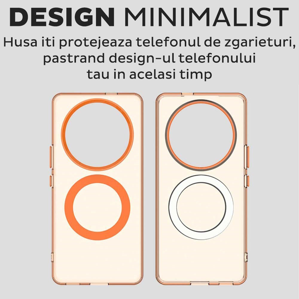 Husa pentru Honor Magic 7 Lite / X9c DaDen® CandyCase MagSafe, Antisoc, Incarcare wireless, Butoane protejate, Portocaliu